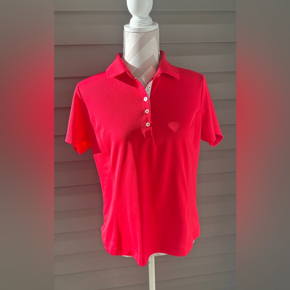 Nike Golf Fit Dry Polo Shirt Womens Red Pink Sz L
